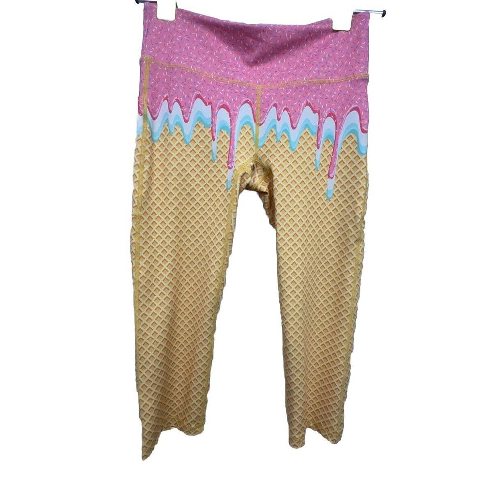 Feed Me‎ Fight Me Leggings Ice Cream Cone Womens Size S Cropped FMFM Novelty
